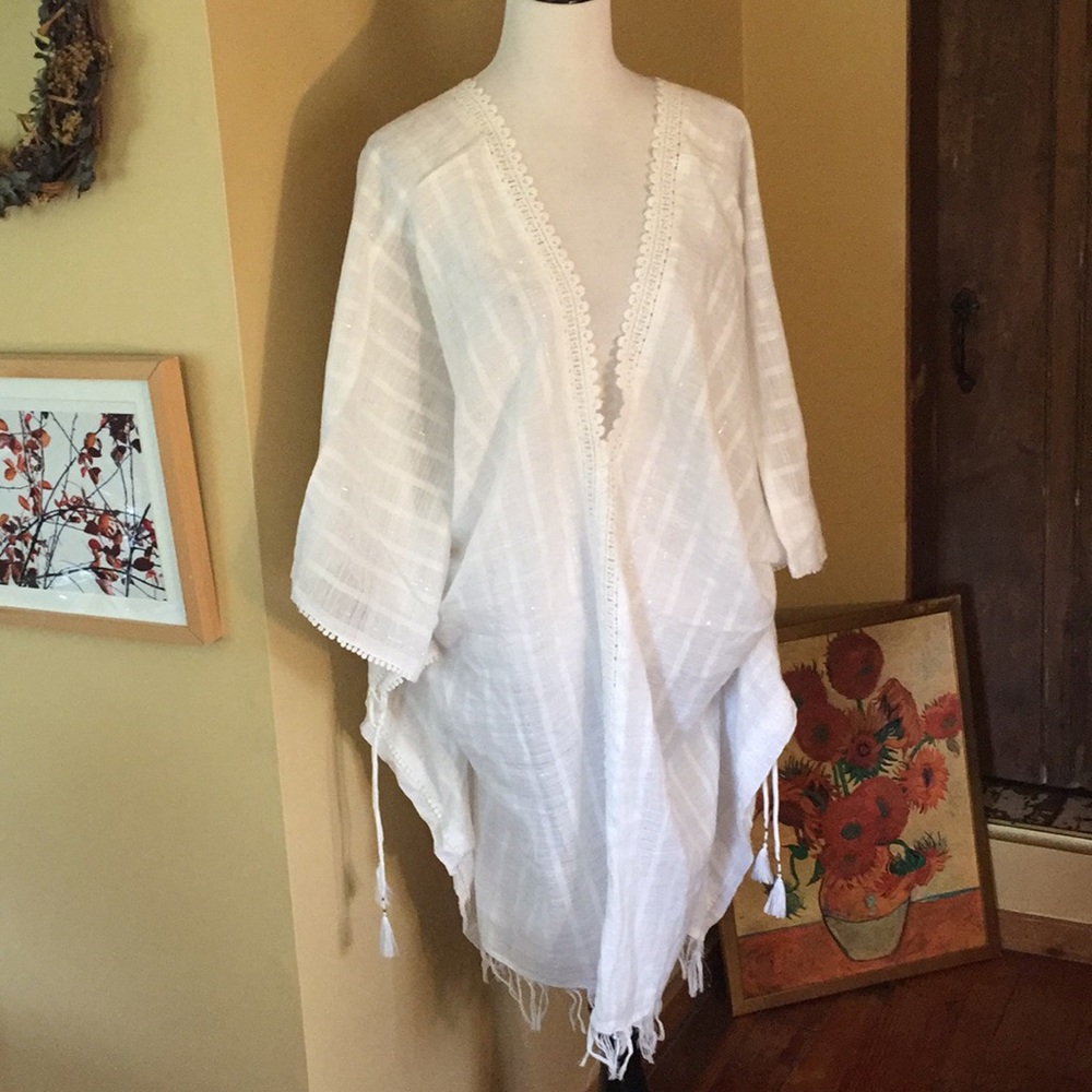 Anthropologie MUCHE MUCHETTE Embroidered Swim Coverup Ethereal Fringe $179 NEW - Picture 1 of 8